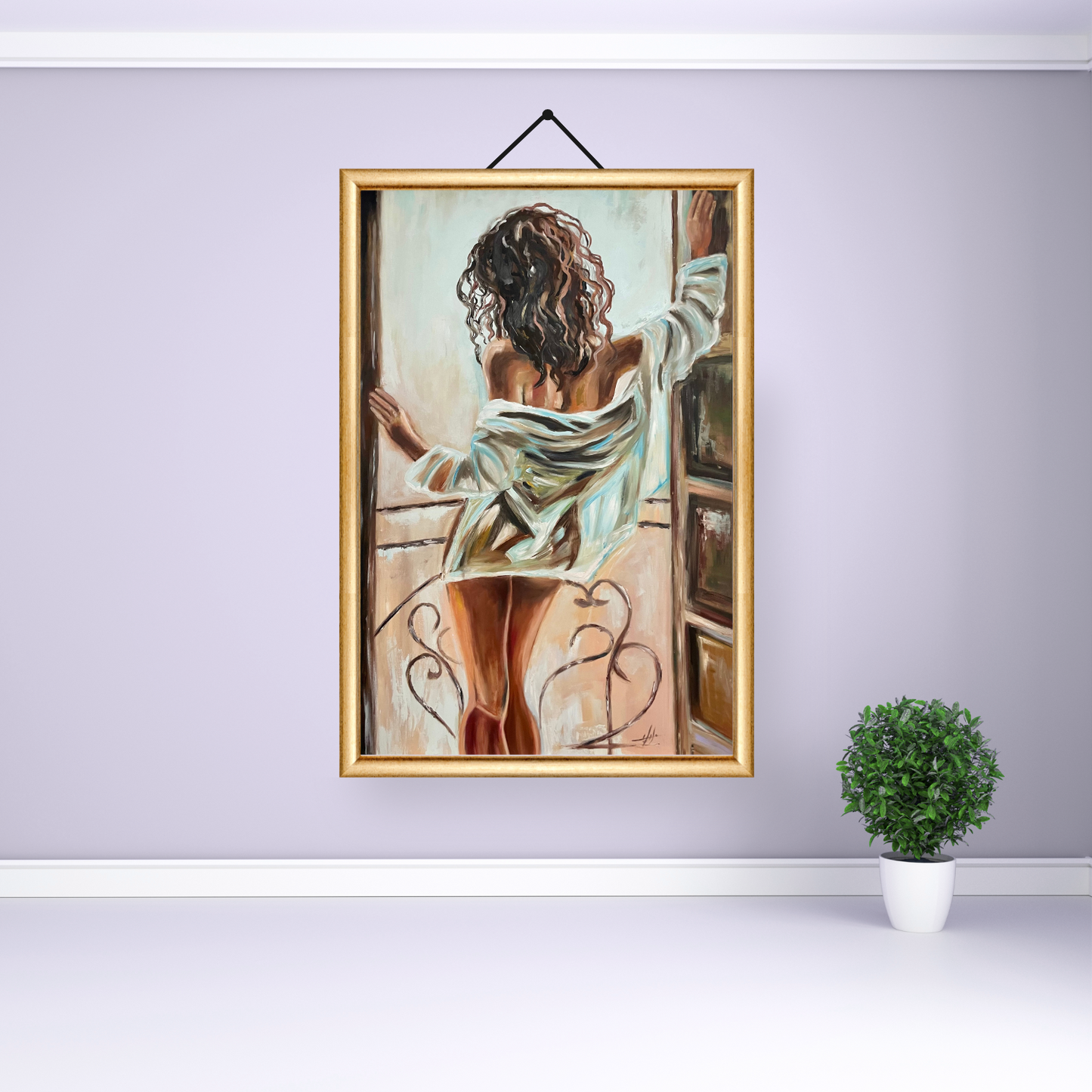 "Morning Reverie" oil painting features radiant colors and a peaceful dawn landscape, inviting calm reflection.