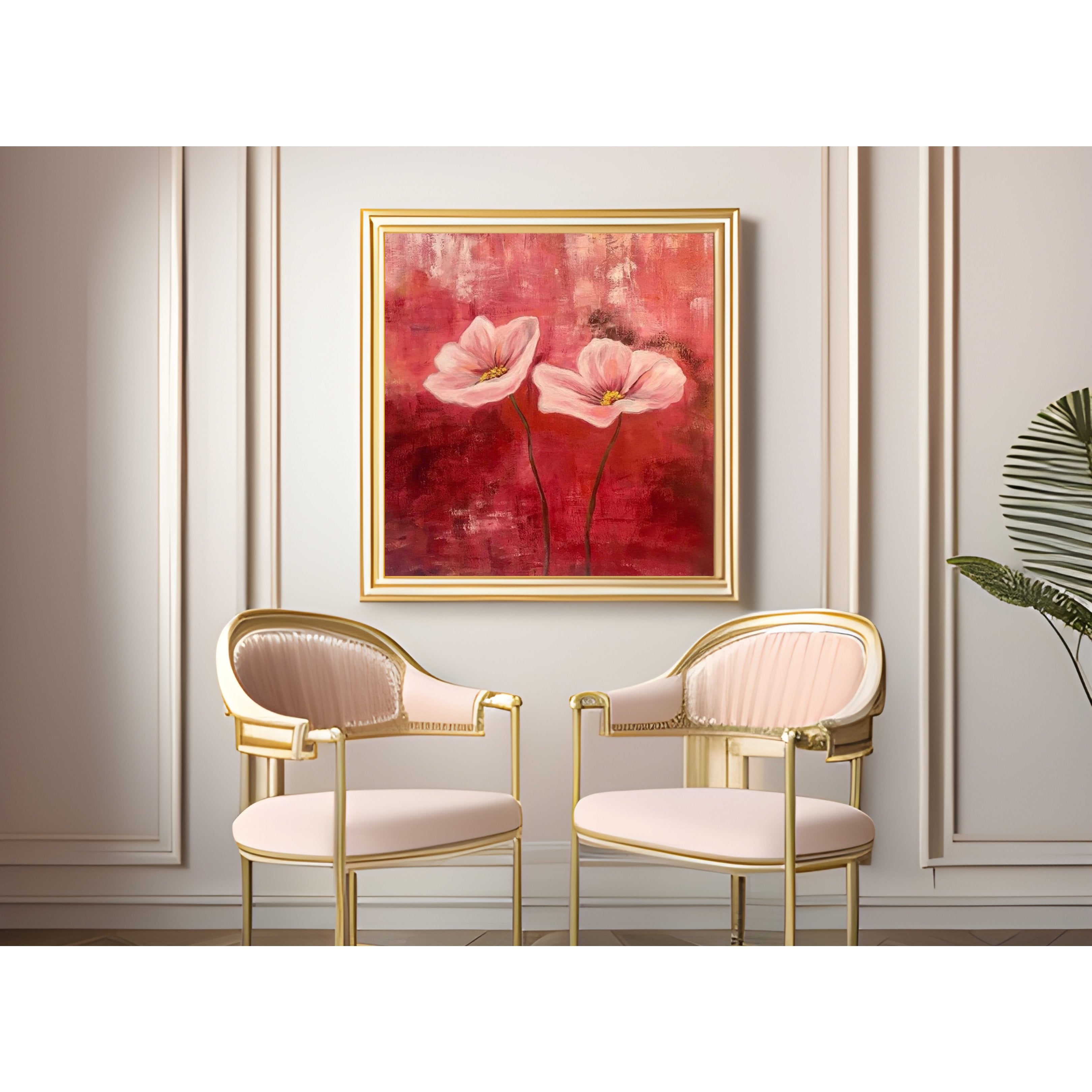 Nature-themed painting with pink flowers, available in the Nature collection at Bumiya Gallery.