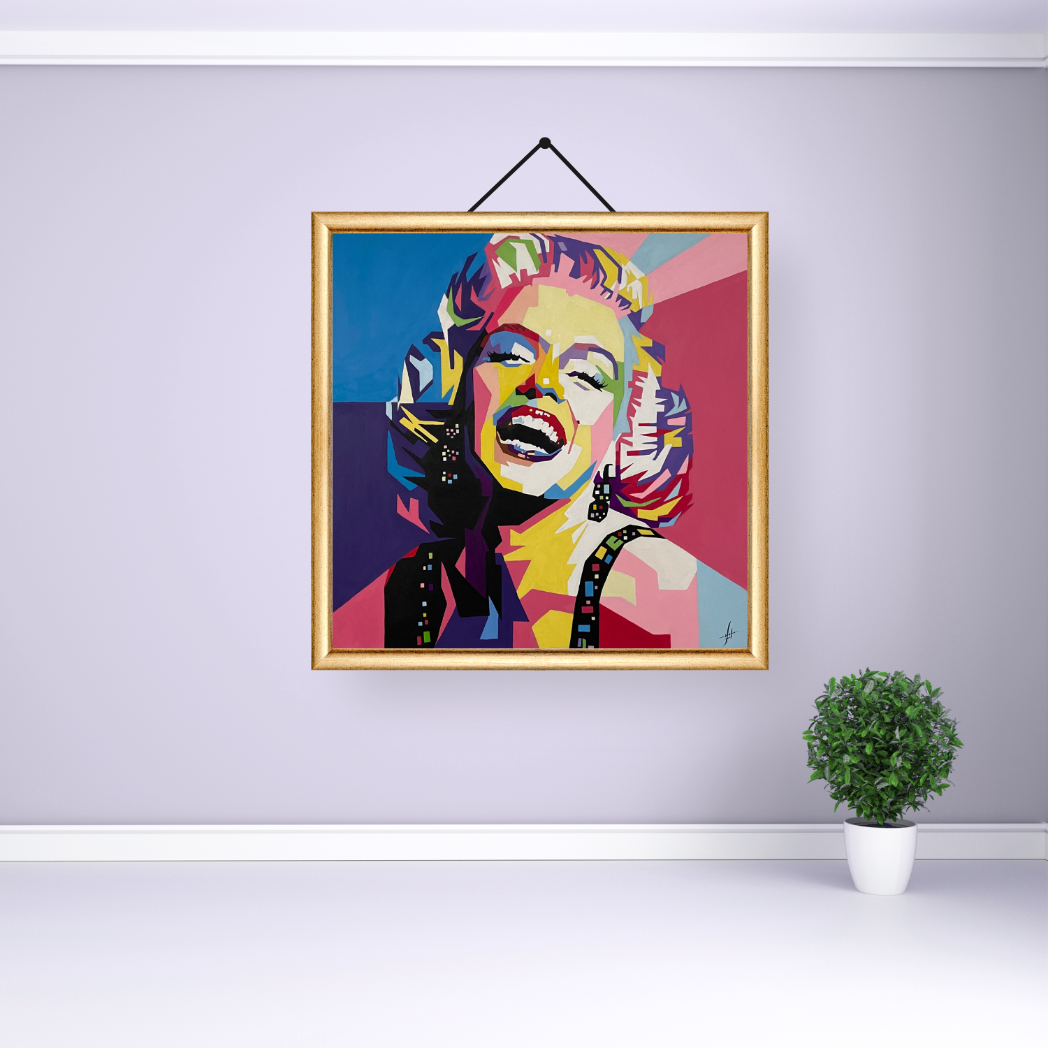 Captivating acrylic painting of Marilyn Monroe's iconic smile, featuring rich, vibrant colors and precise details